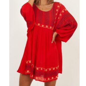 Showpo Leaving Town Dress in Red Print